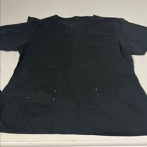 Cherokee Workwear Medium Blue and Black Short Sleeve V Neck Scrub Top